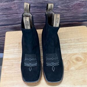 El Malcredo black leather square toe Chelsea cowboy boots men's size 9